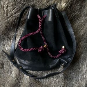 Lizzie Fortunato Suede & Leather Bucket Bag Black